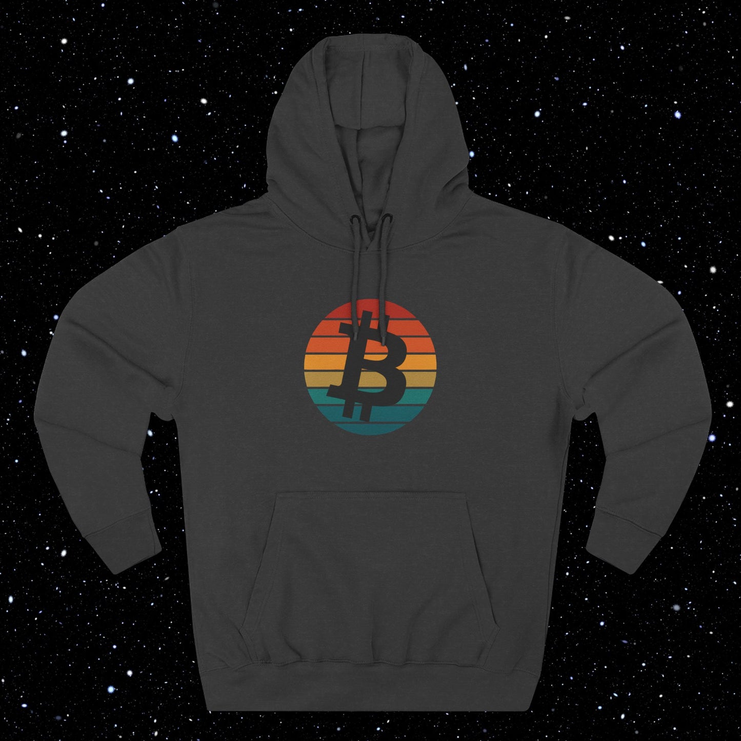 Bitcoin Retro Sunset Fleece Hoodie