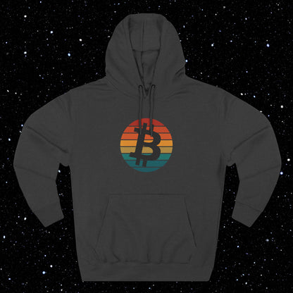 Bitcoin Retro Sunset Fleece Hoodie