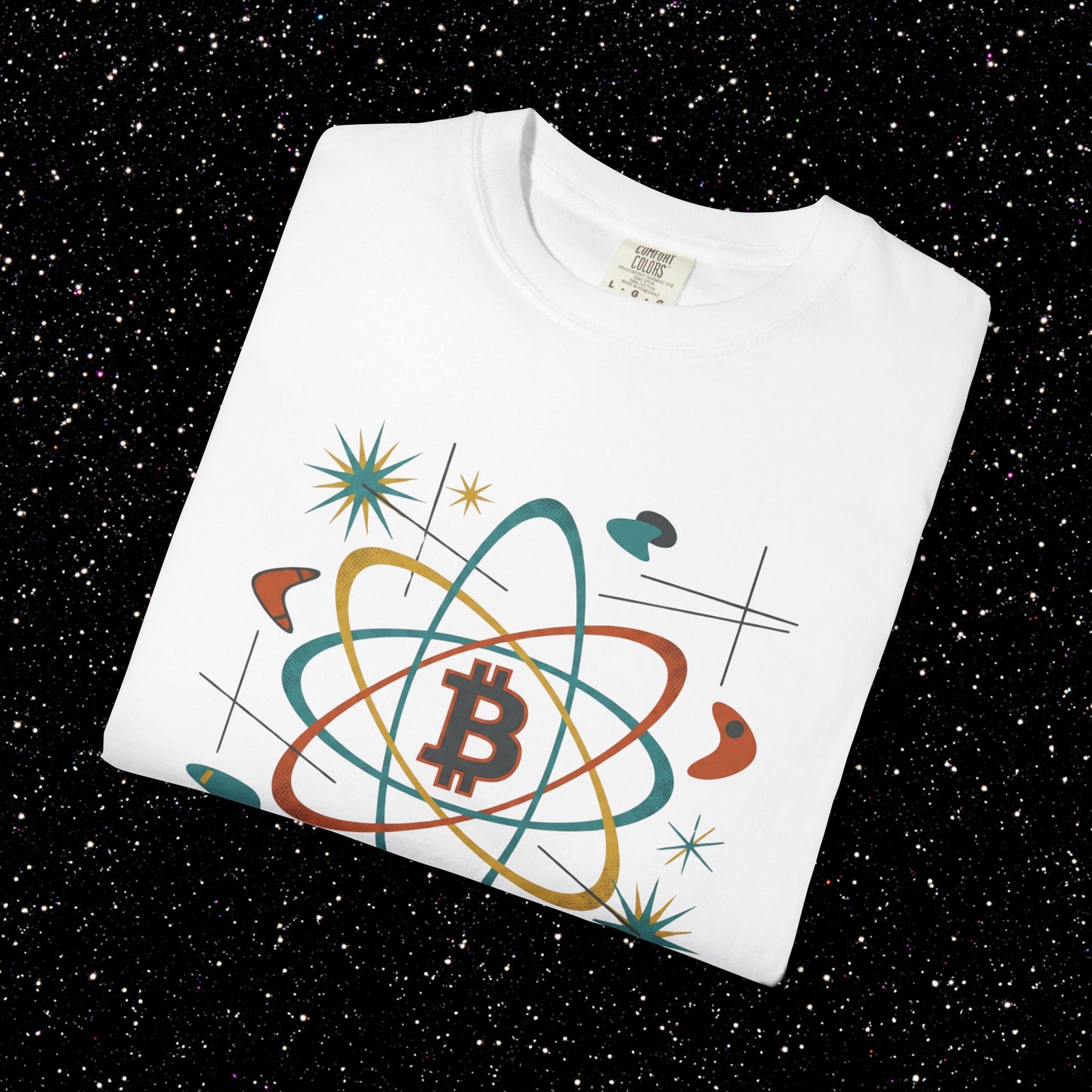 Bitcoin Atomic Currency T-Shirt — Retro Space Crypto Tee