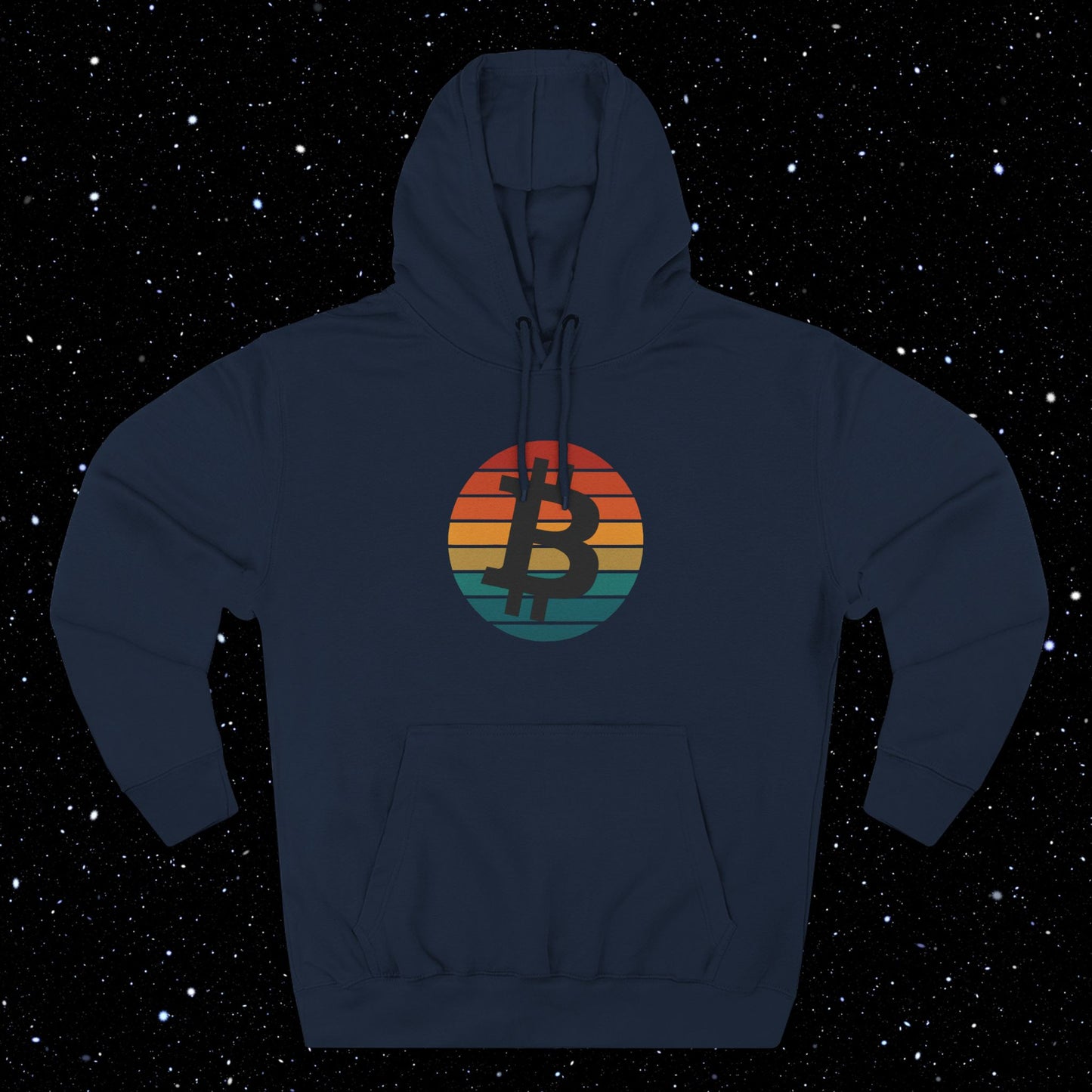 Bitcoin Retro Sunset Fleece Hoodie