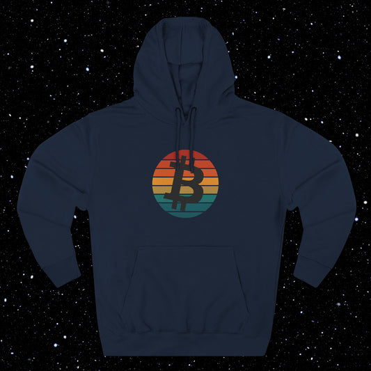 Bitcoin Retro Sunset Fleece Hoodie