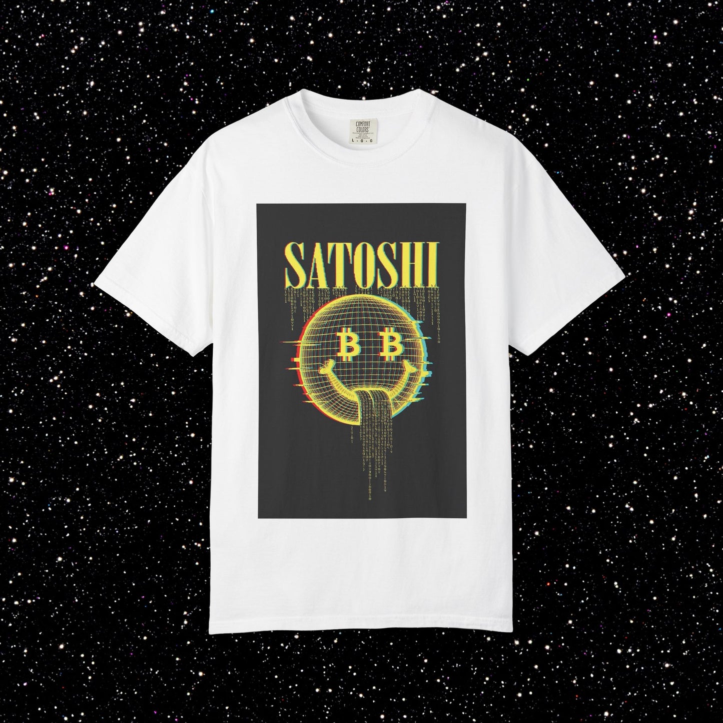 Satoshi Glitch Digital Smile Tee