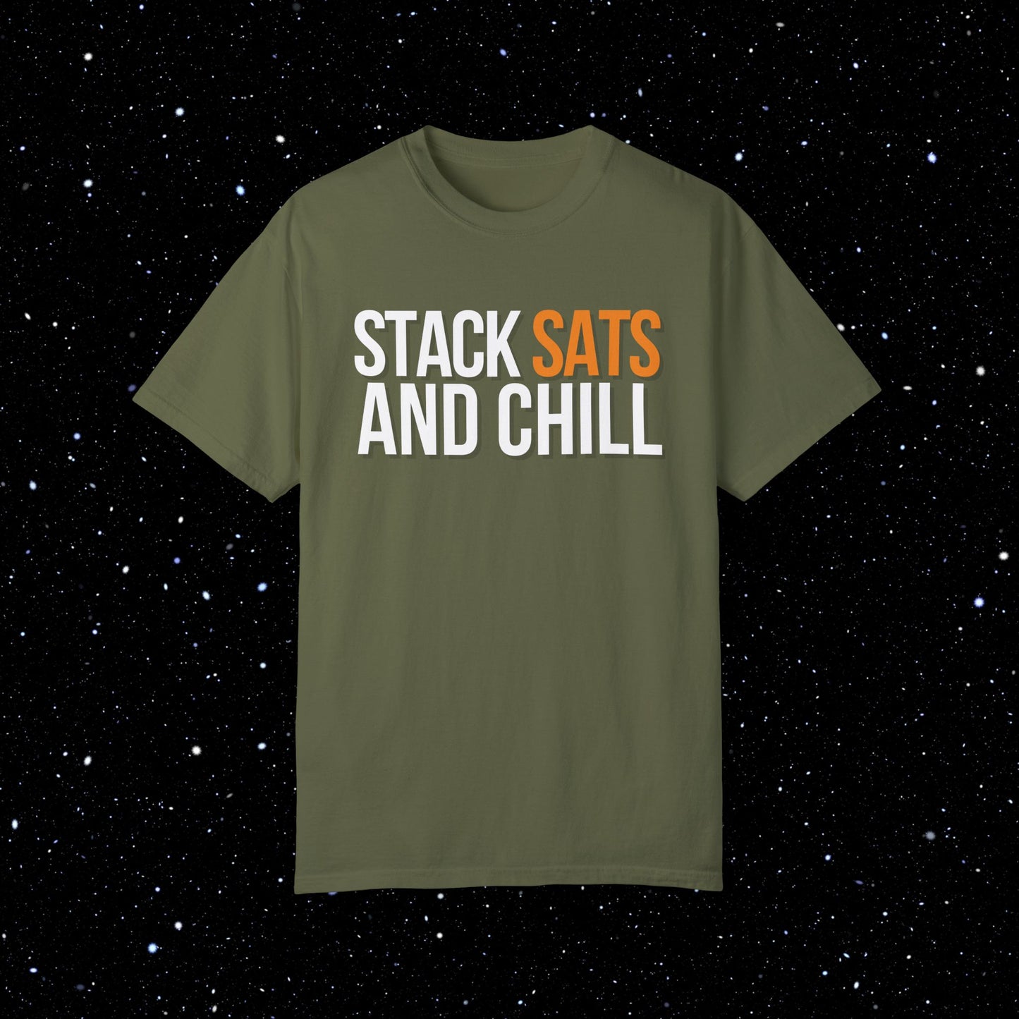 Stack Stats and Chill - Comfort Colors Bitcoin Tee