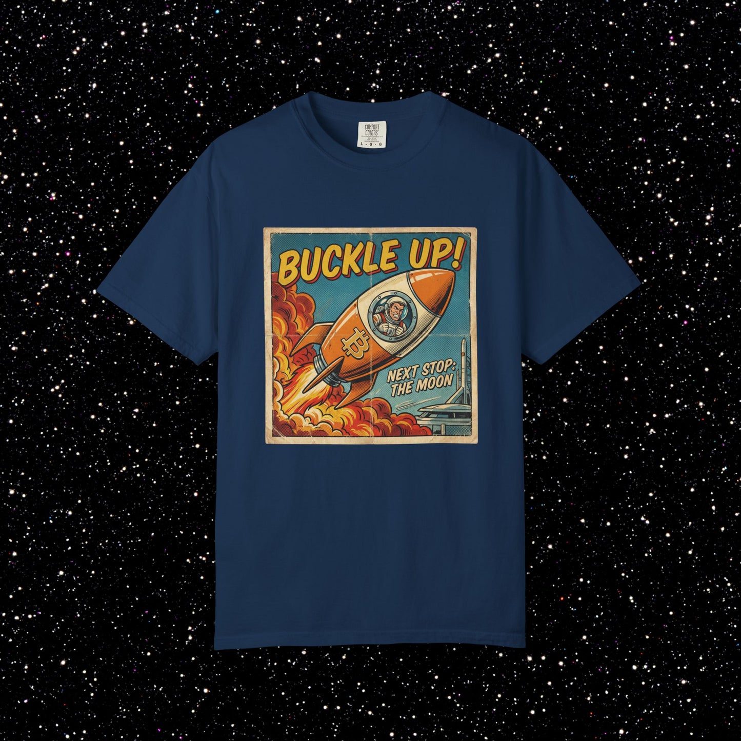 Buckle Up Bitcoin T-Shirt | Next Stop The Moon Retro Tee
