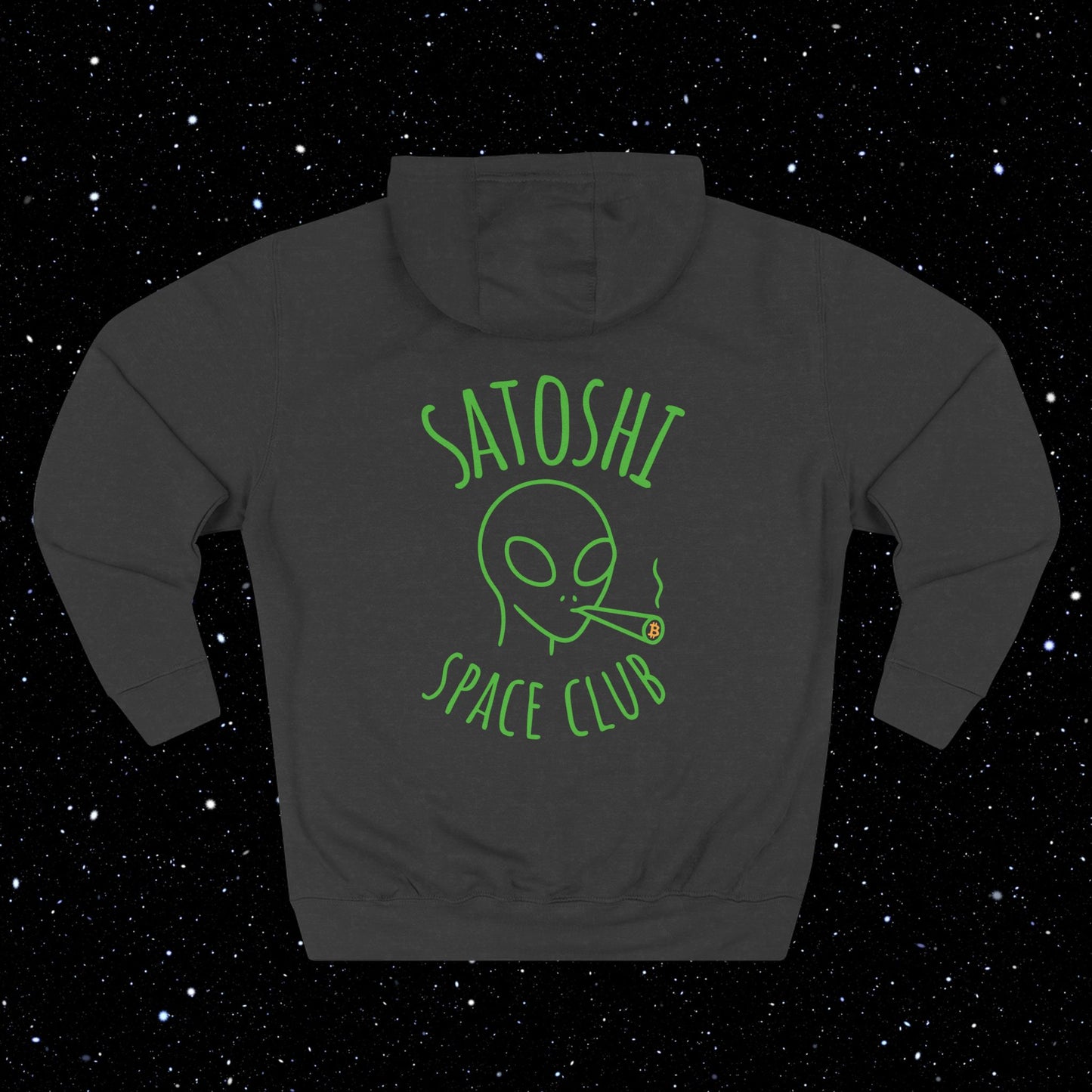 Satoshi Space Club Line Art Backprint Fleece Hoodie