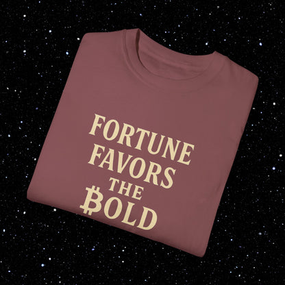 Fortune Favors the Bold - Bitcoin Typography Tee Shirt