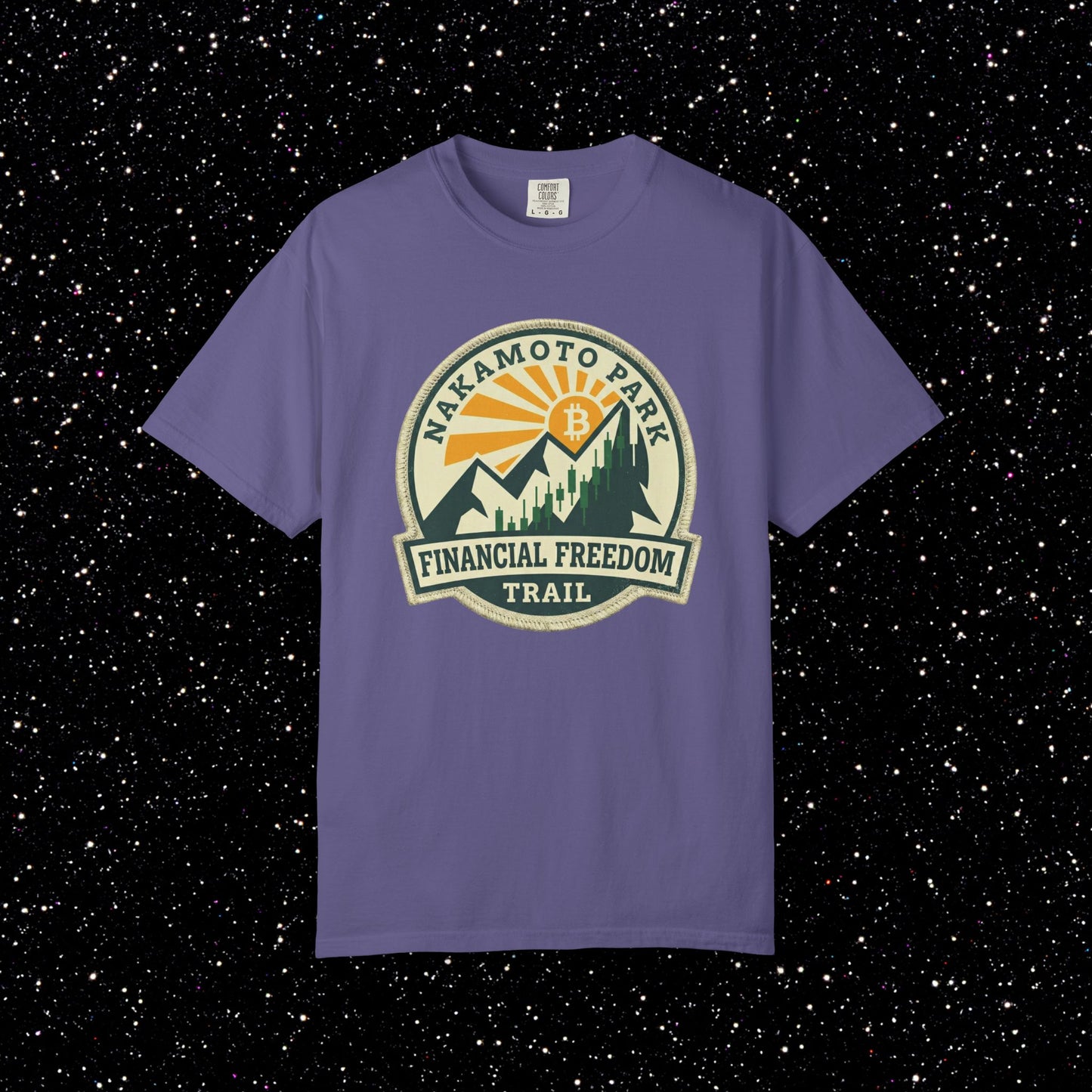 Nakamoto Park Financial Freedom Trail T-Shirt | Bitcoin Outdoor Badge Tee