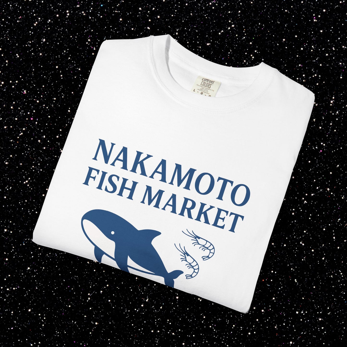 Nakamoto Fish Market T-Shirt – Onchain District Whale Tee (サトシ)