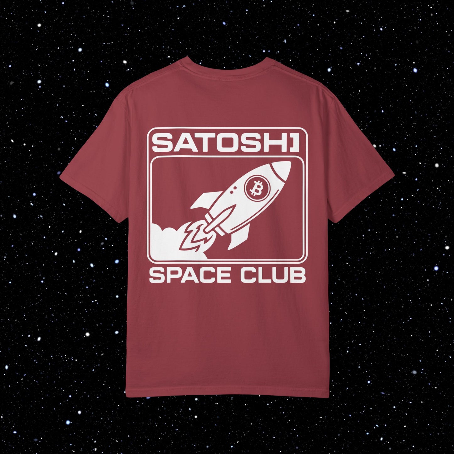 Satoshi Space Club Logo Back Print Bitcoin Tee Shirt