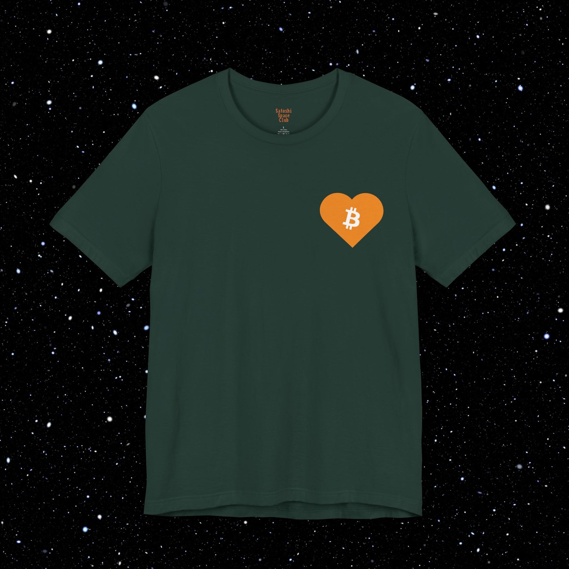 Bitcoin Heart Tee Shirt Forest