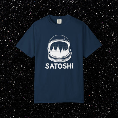 Satoshi Astronaut T-Shirt | Bitcoin Space Helmet Graphic Tee