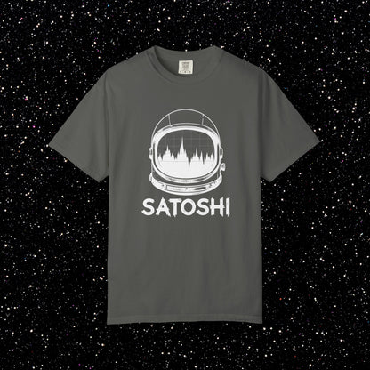 Satoshi Astronaut T-Shirt | Bitcoin Space Helmet Graphic Tee