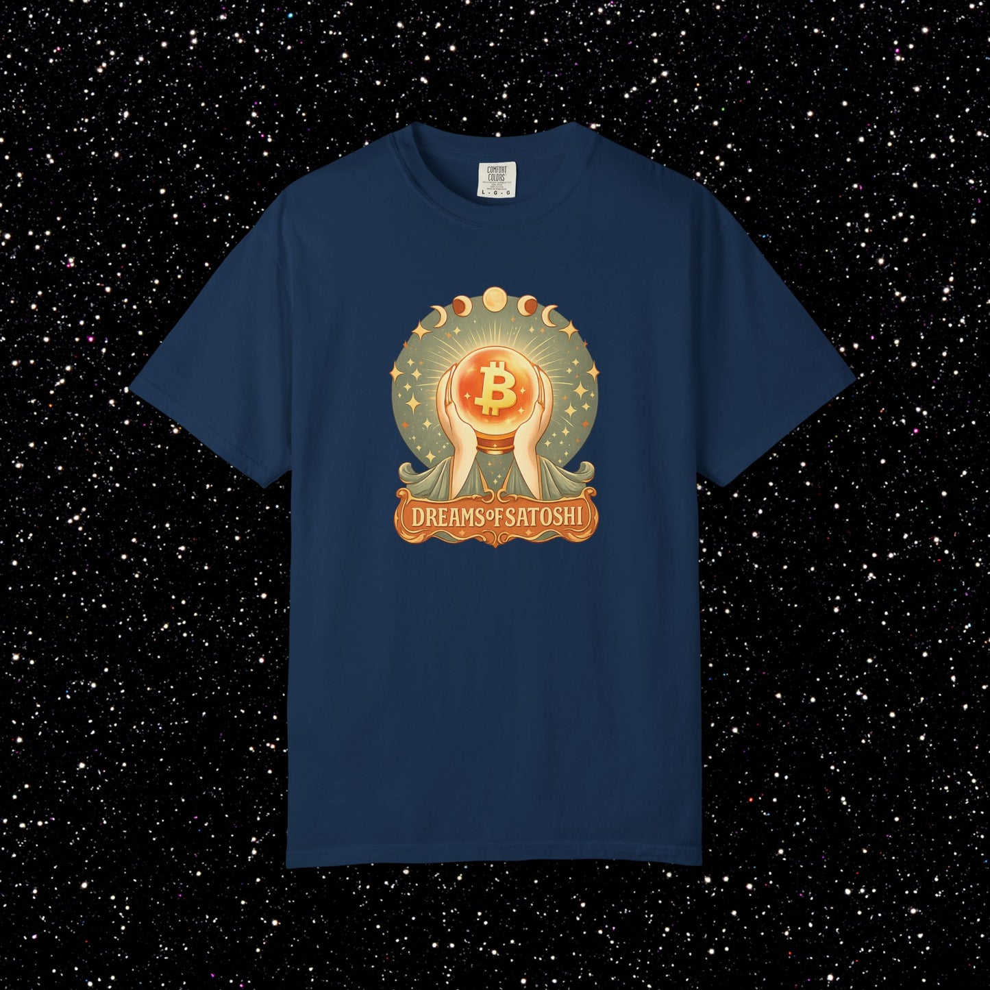 Dreams of Satoshi T-Shirt | Mystical Bitcoin Art Nouveau Boho Crypto Tee