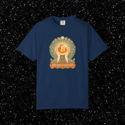 Dreams of Satoshi T-Shirt | Mystical Bitcoin Art Nouveau Boho Crypto Tee