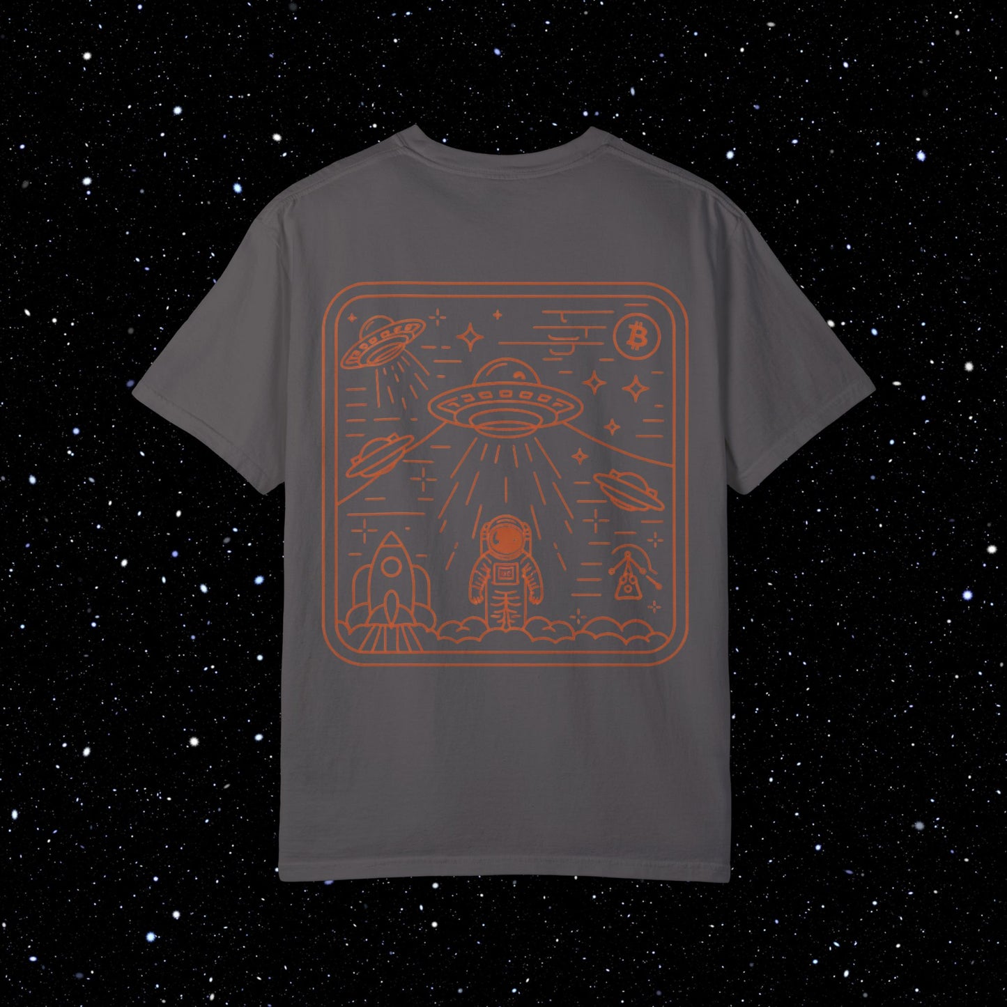 Satoshi Space Club Cosmic Abduction Comfort Colors Bitcoin Tee Shirt