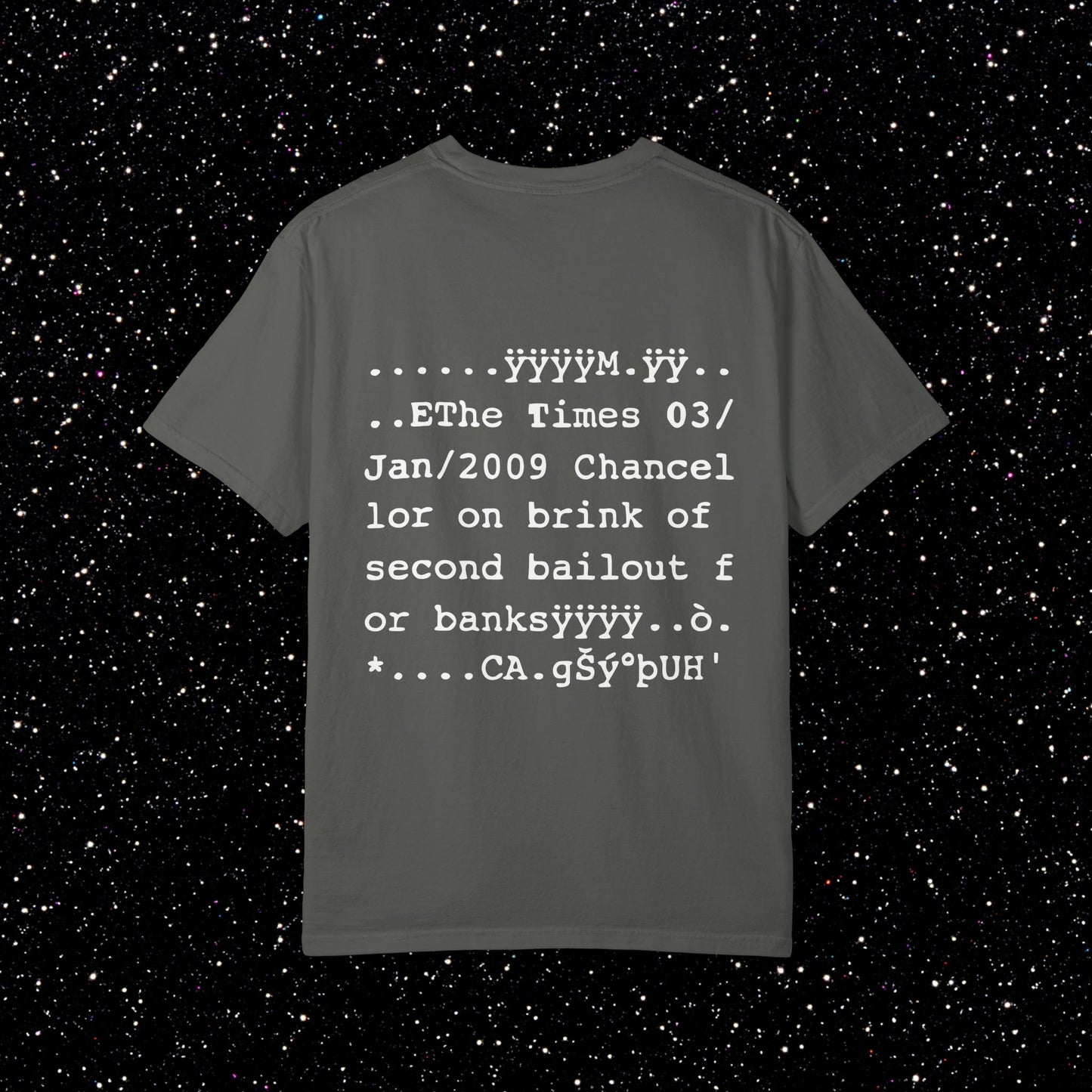 Genesis Block Glitch Backprint Bitcoin Tee