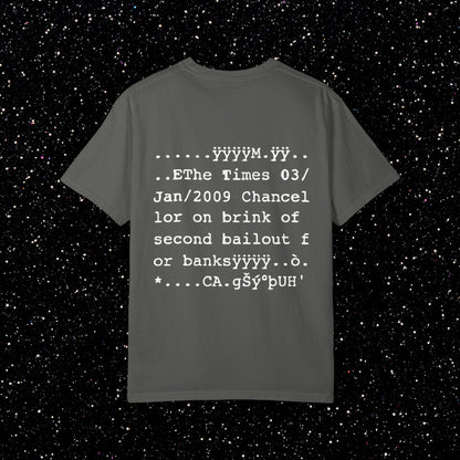 Genesis Block Glitch Backprint Bitcoin Tee
