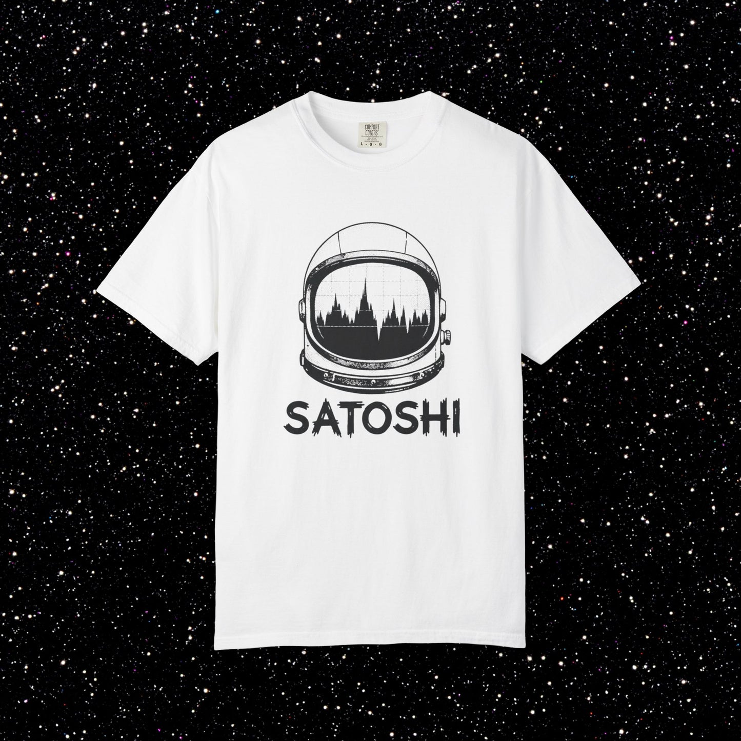 Satoshi Astronaut T-Shirt | Bitcoin Space Helmet Graphic Tee
