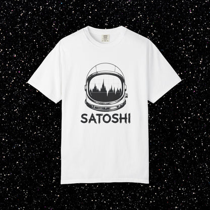 Satoshi Astronaut T-Shirt | Bitcoin Space Helmet Graphic Tee
