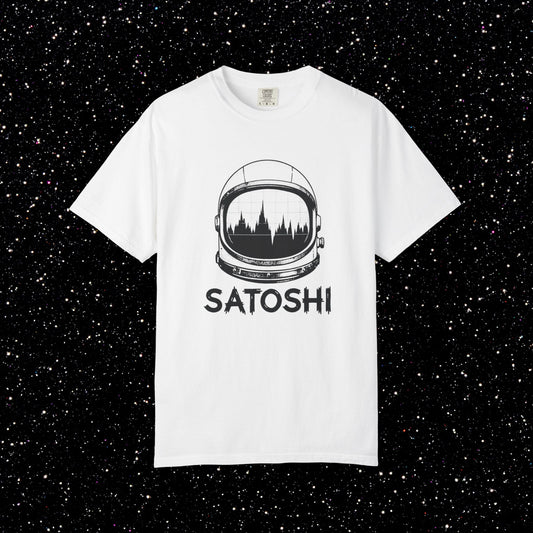 Satoshi Astronaut T-Shirt | Bitcoin Space Helmet Graphic Tee