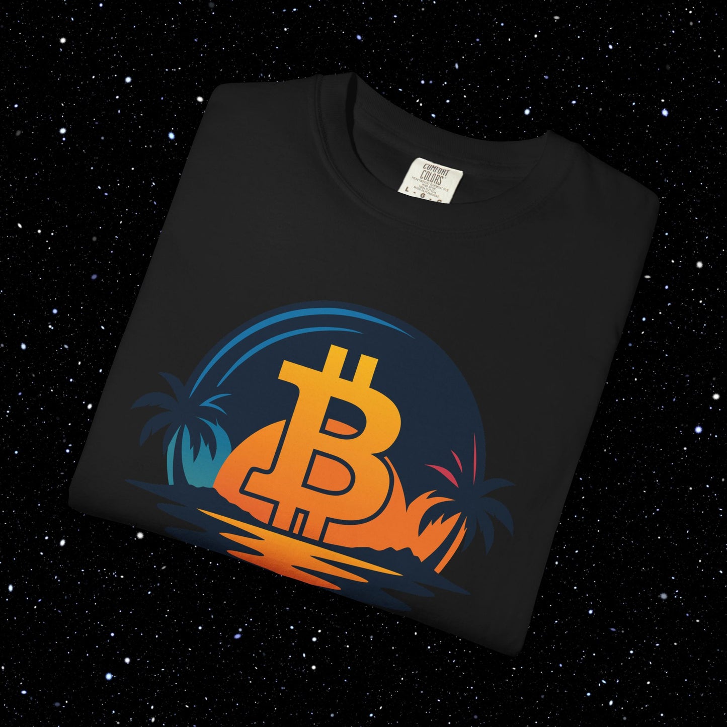 Bitcoin Sunset Beach Tee