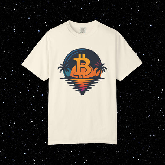 Bitcoin Sunset Beach Tee
