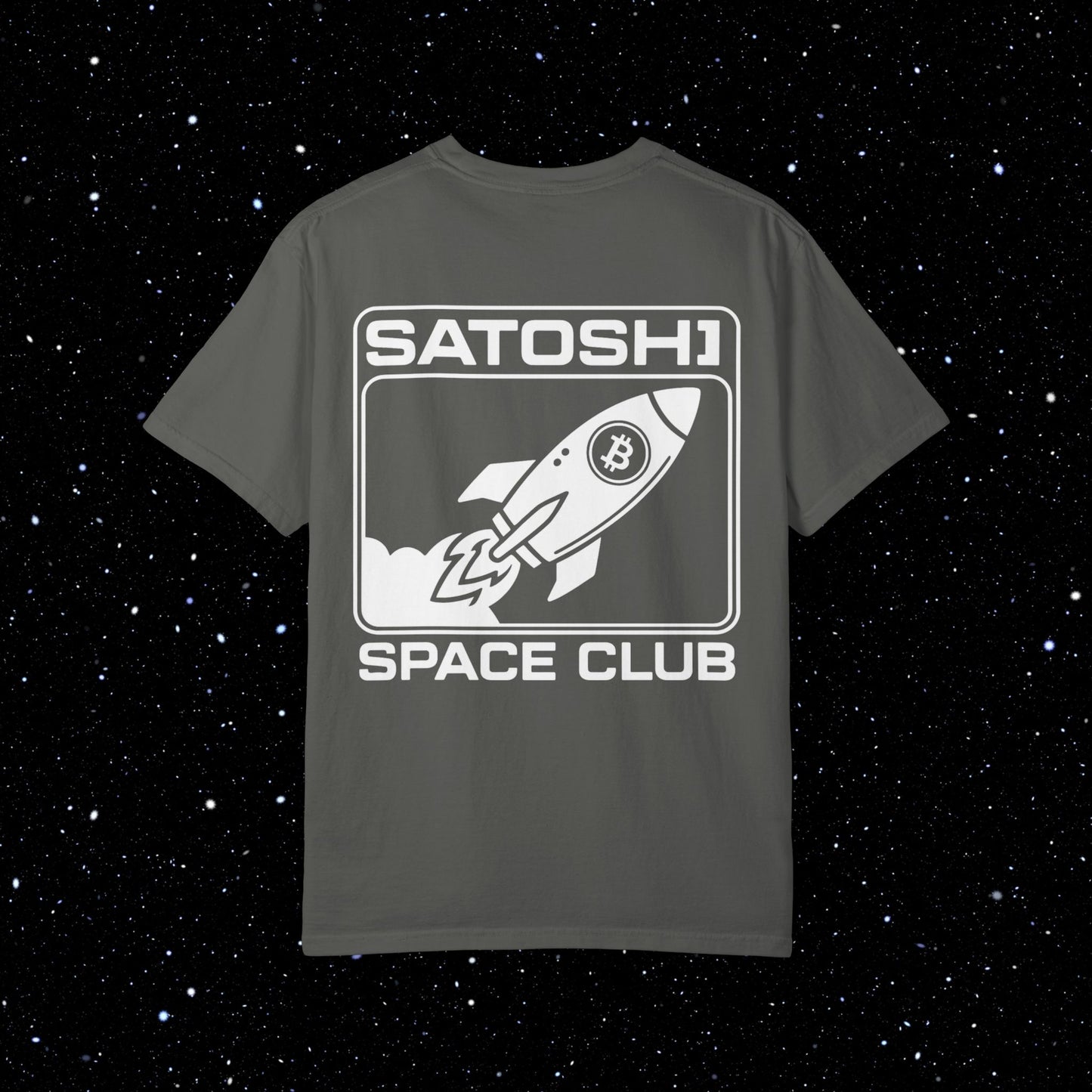 Satoshi Space Club Logo Back Print Bitcoin Tee Shirt