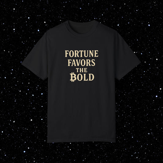 Fortune Favors the Bold - Bitcoin Typography Tee Shirt