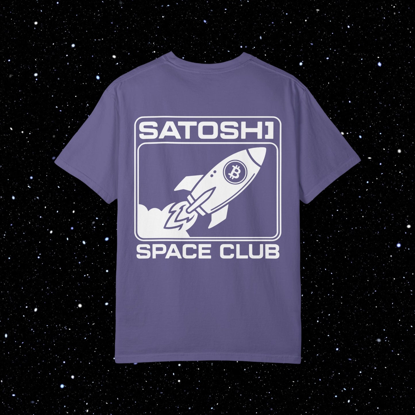 Satoshi Space Club Logo Back Print Bitcoin Tee Shirt