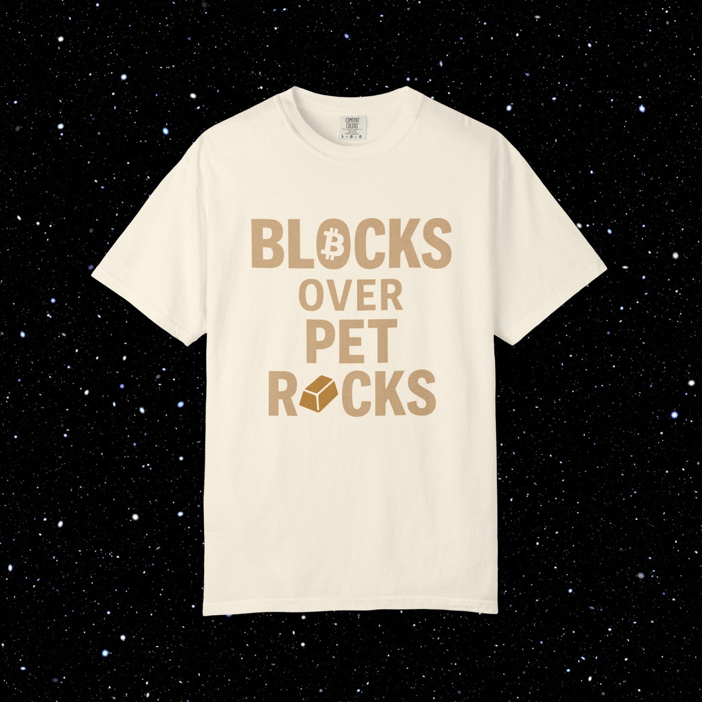 Blocks Over Pet Rocks Bitcoin Tee