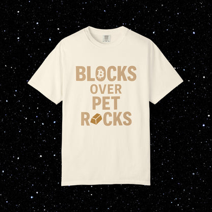 Blocks Over Pet Rocks Bitcoin Tee