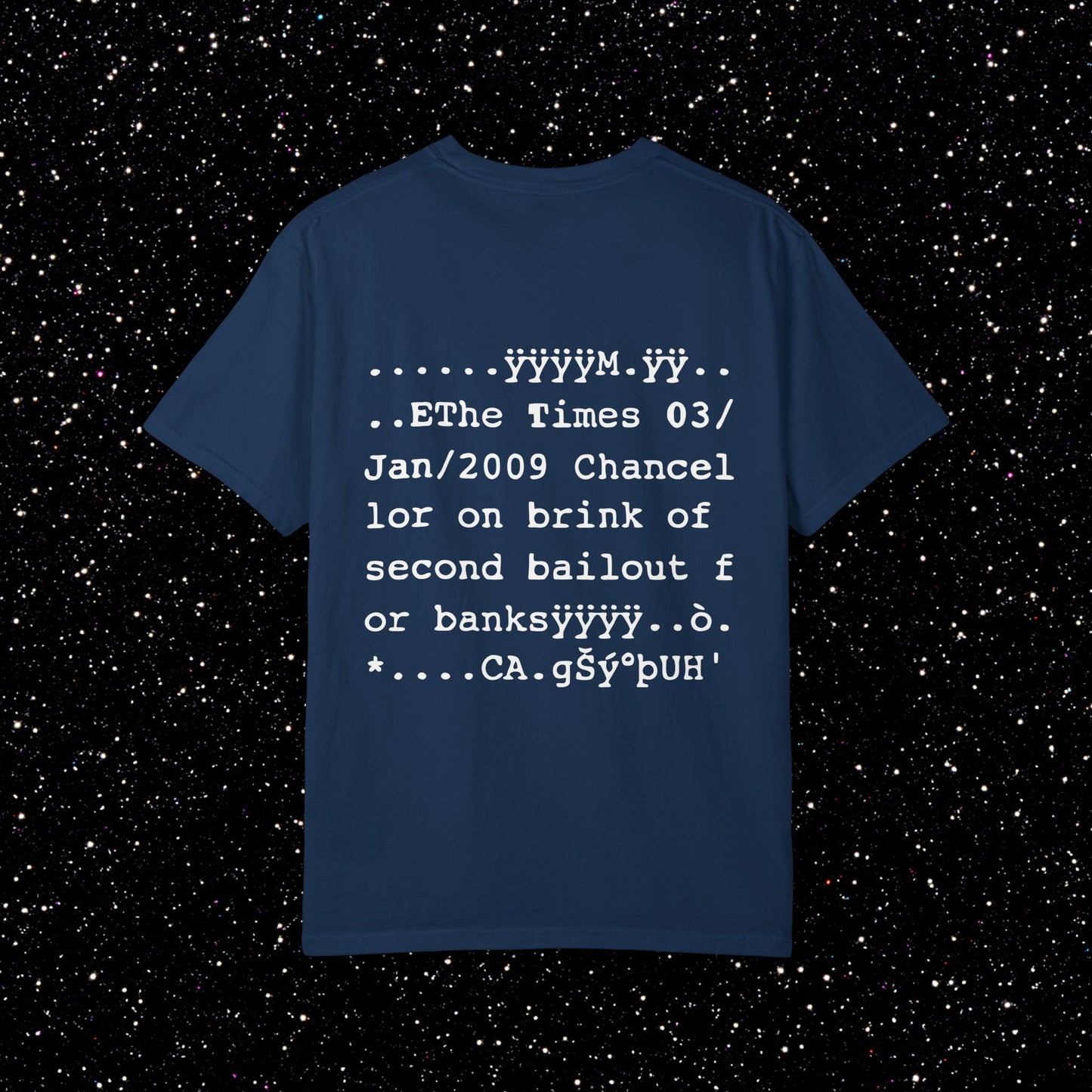 Genesis Block Glitch Backprint Bitcoin Tee