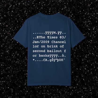 Genesis Block Glitch Backprint Bitcoin Tee