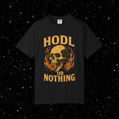 HODL or Nothing Flaming Skull Bitcoin Tee