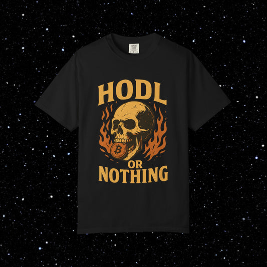 HODL or Nothing Flaming Skull Bitcoin Tee