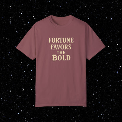 Fortune Favors the Bold - Bitcoin Typography Tee Shirt