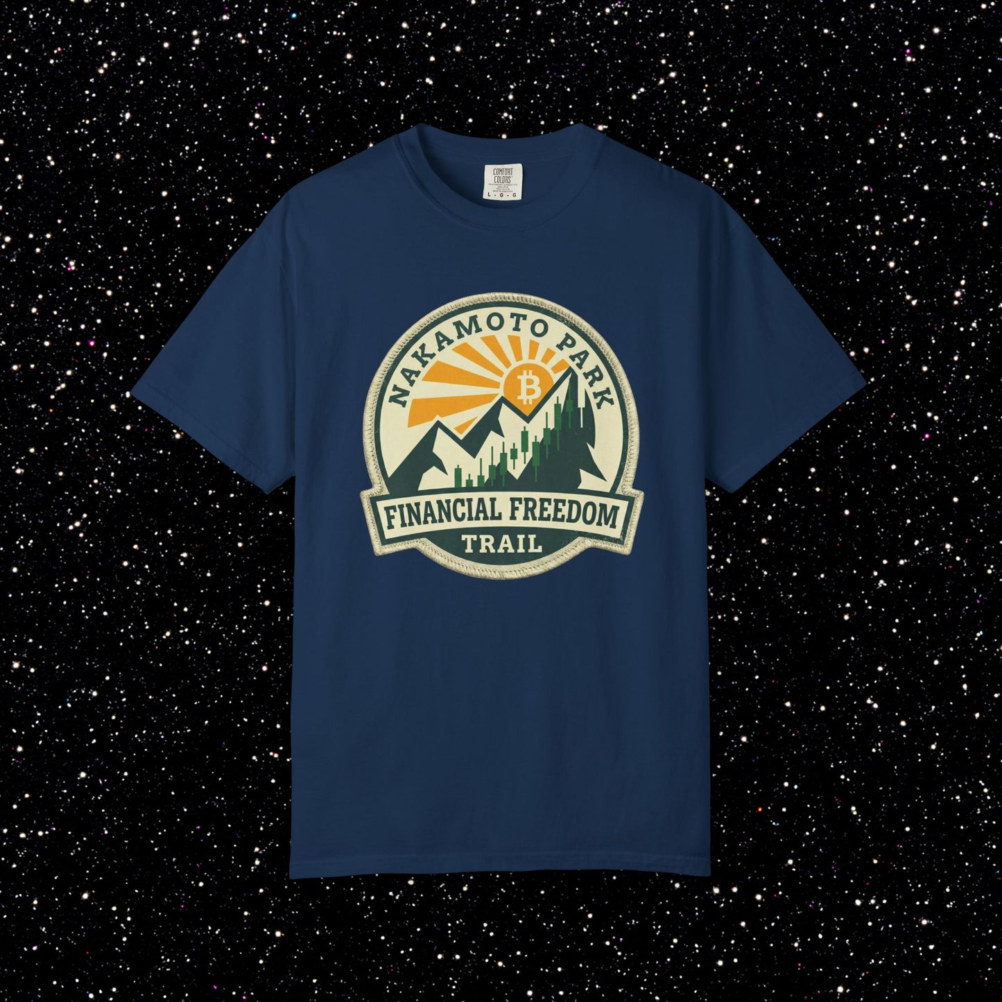Nakamoto Park Financial Freedom Trail T-Shirt | Bitcoin Outdoor Badge Tee