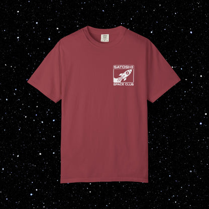 Satoshi Space Club Logo Back Print Bitcoin Tee Shirt