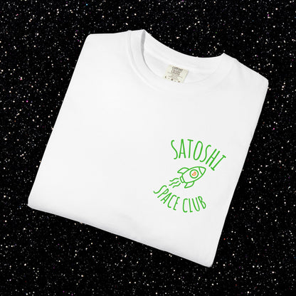 Satoshi Space Club Rocket Line Art Backprint Tee