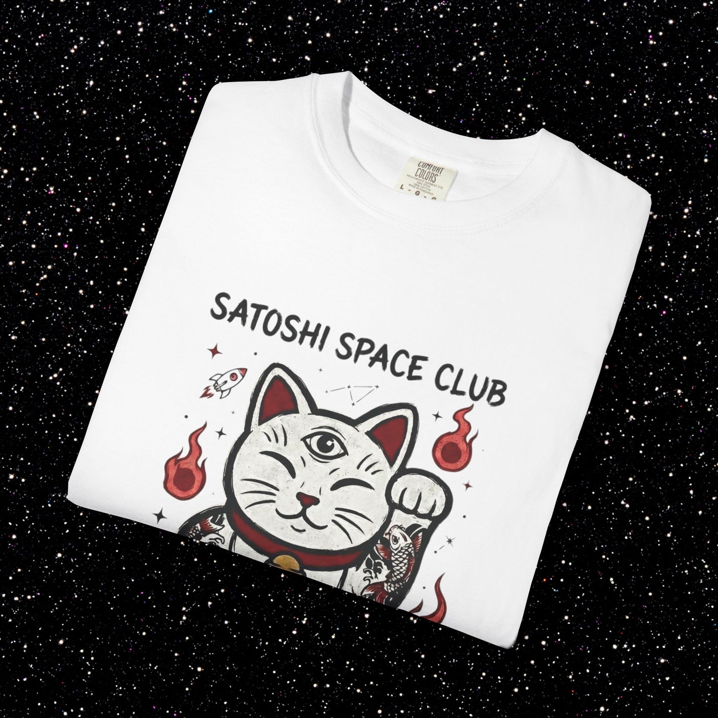 Bitcoin Lucky Cat T-Shirt | Satoshi Space Club Maneki Neko Tee