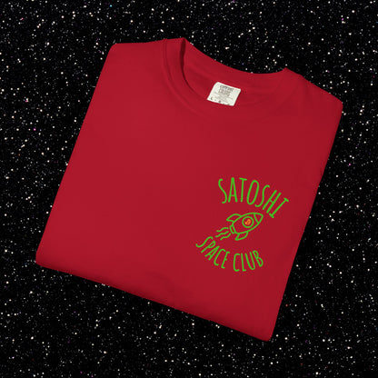 Satoshi Space Club Rocket Line Art Backprint Tee