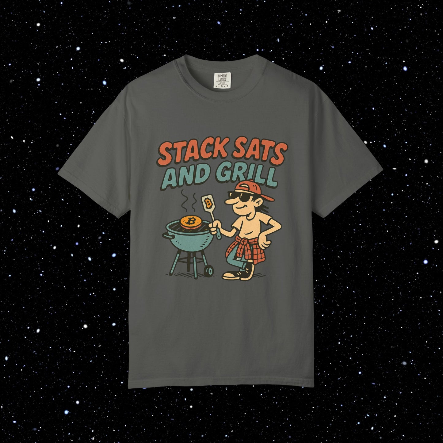 Stack sats and grill bitcoin tee