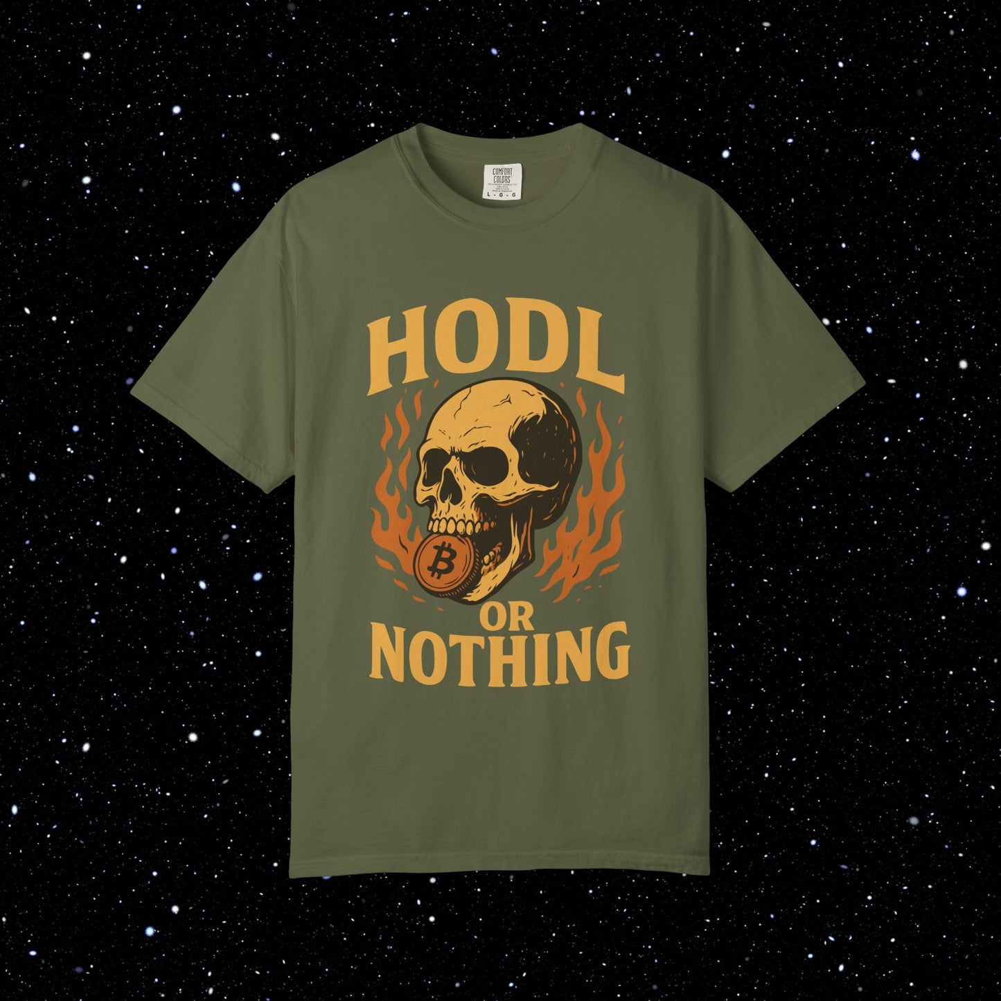 HODL or Nothing Flaming Skull Bitcoin Tee