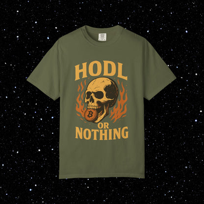 HODL or Nothing Flaming Skull Bitcoin Tee