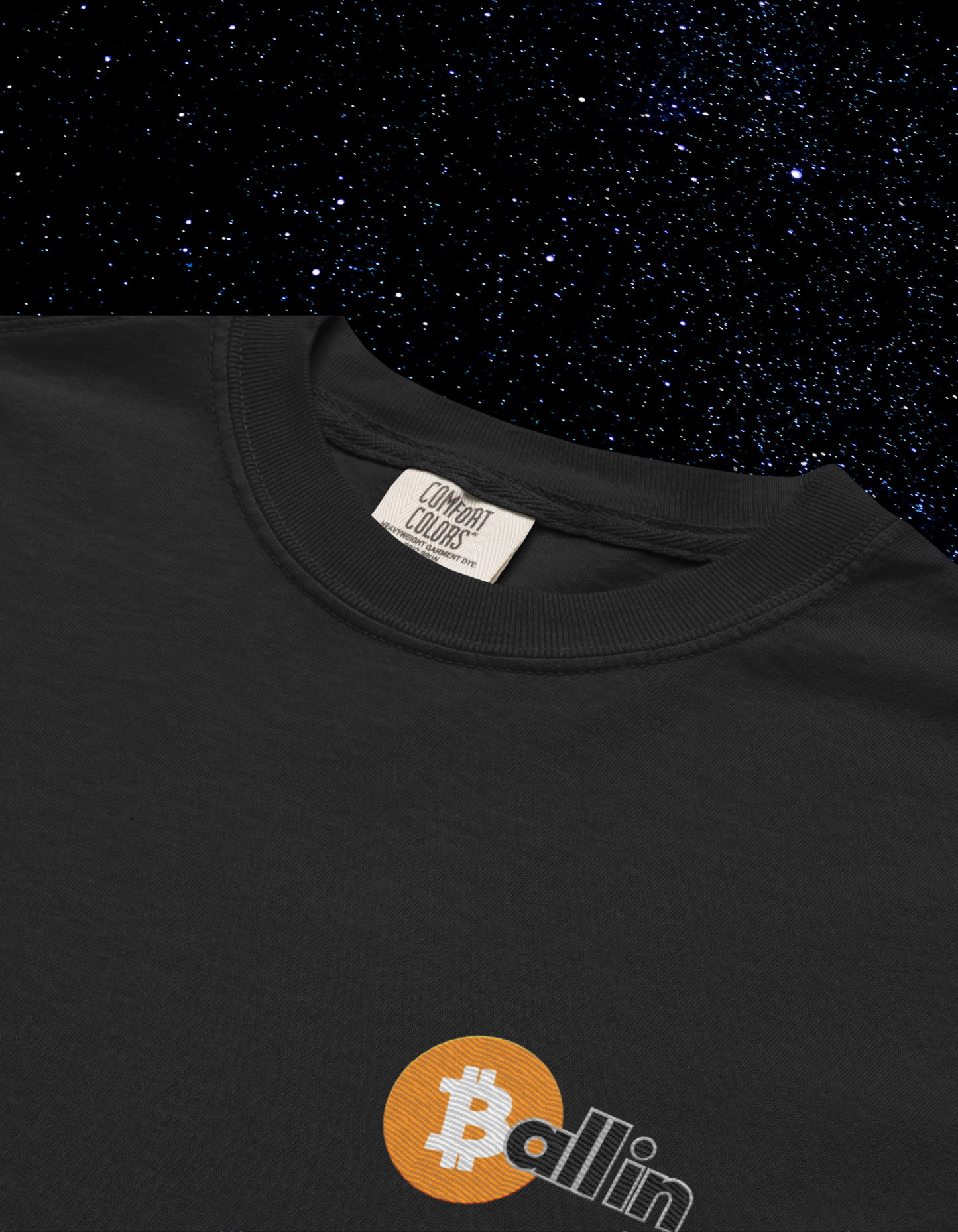 Ballin' Embroidered Bitcoin Comfort Colors Tee
