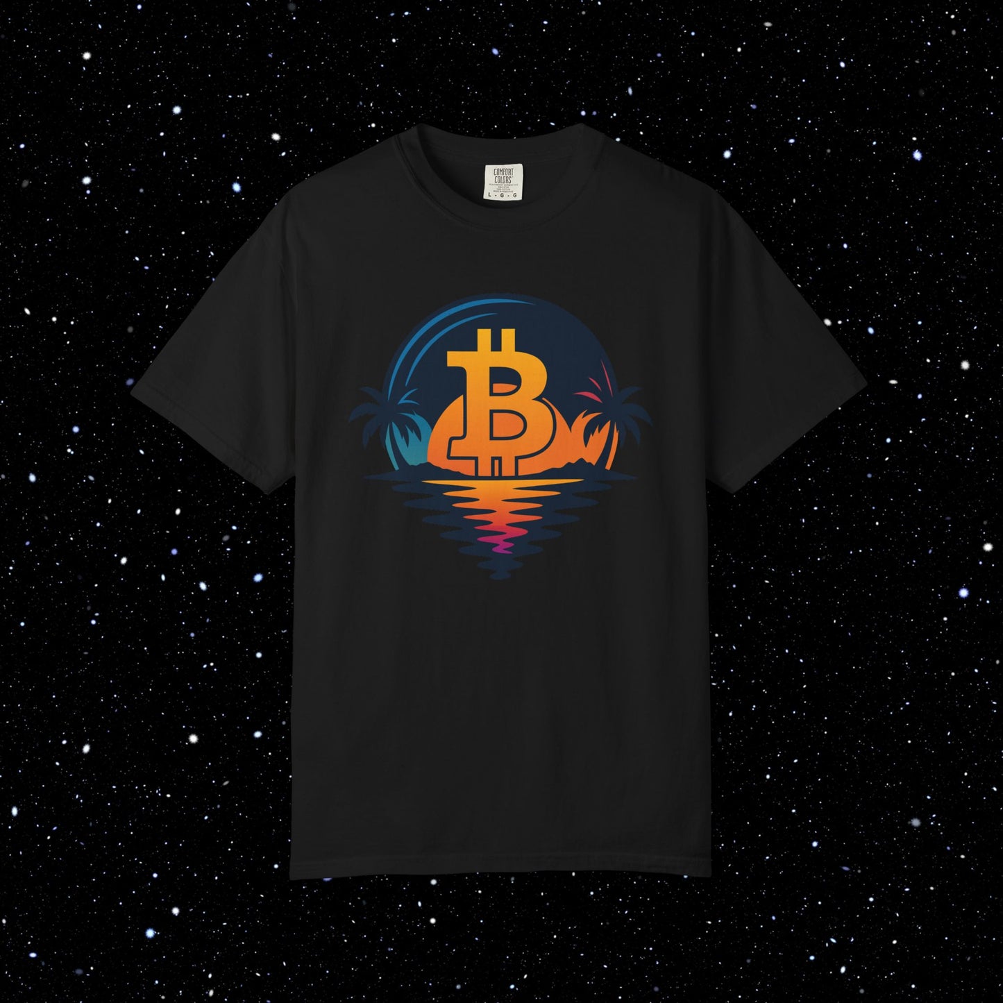 Bitcoin Sunset Beach Tee