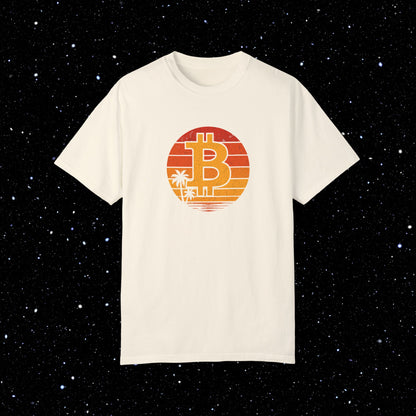 Bitcoin Retro Sunset Comfort Colors Tee Shirt