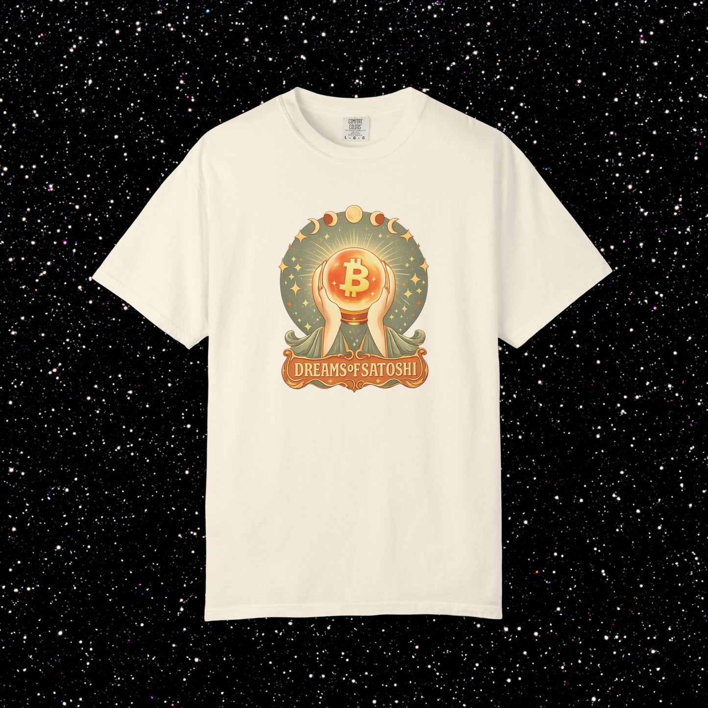 Dreams of Satoshi T-Shirt | Mystical Bitcoin Art Nouveau Boho Crypto Tee
