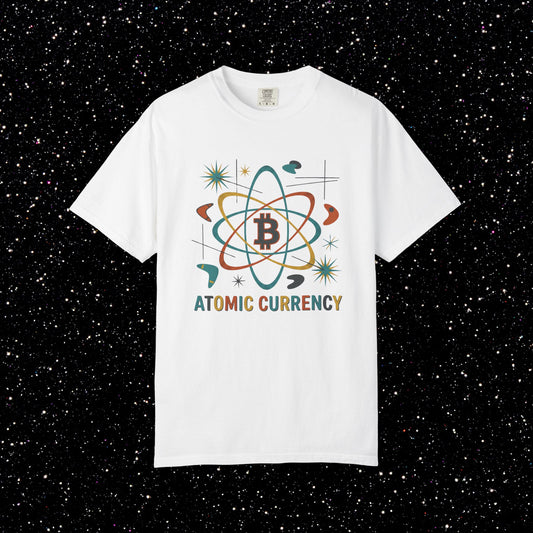Bitcoin Atomic Currency T-Shirt — Retro Space Crypto Tee