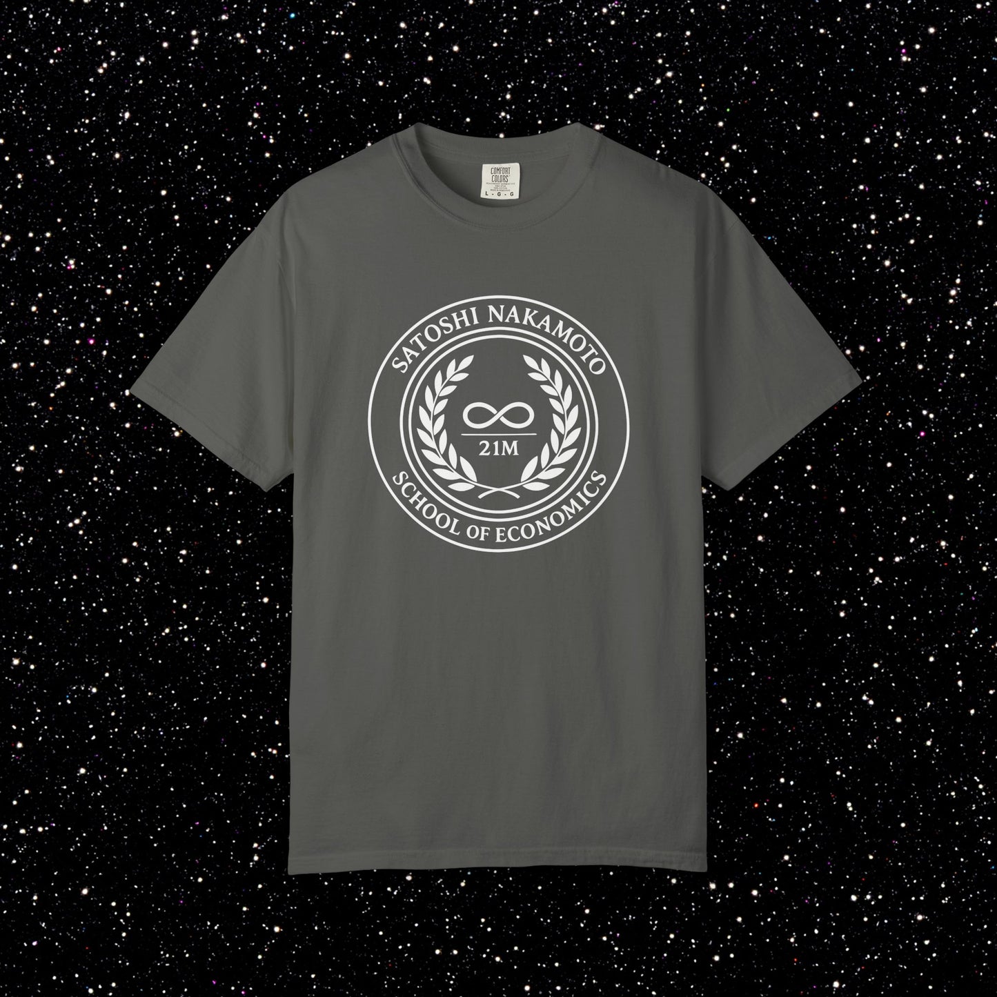 Satoshi Nakamoto School of Economics White Ink Tee